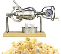 Mini máquina manual de palomitas de maíz, hecha de acero inoxidable 304 con válvula de seguridad, adecuada para fiestas al aire libre y entretenimiento (520 ml)