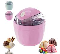 Mini máquina para hacer helados casera eléctrica de bricolaje, mini máquina de postre personal de un solo toque de 500 ml, diseño de tazón compacto para congelador, para golosinas congeladas cas pink