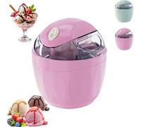 Mini máquina para hacer helados casera para bricolaje, máquina de postres personal eléctrica de un solo toque de 500 ml, diseño de tazón de congelador compacto y fácil de limpiar, para dormitori pink