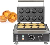 Mini máquina para hacer masa de tarta de huevo de 1550 W, con 8 orificios, calentamiento por ambos lados de 50 a 300 ℃, función de temporizador, para la cocina del hogar y fiestas de repostería.