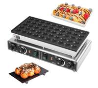 Mini máquina para hacer panqueques con 50 orificios, sartén para crepes de huevos antiadherente de 1700 W, temperatura ajustable de 50 a 300 ℃ y control de tiempo de 0 a 5 minutos, para huevos