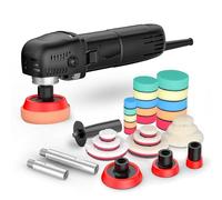 Mini máquina pulidora, 6 velocidades variables Auto Politur Set 2500~7000RPM, 75/100/140mm pulidor/esponja de pulido/disco de lana/papel de lija, para pulir el coche