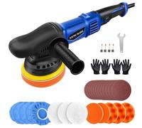 Mini máquina pulidora excéntrica para coche, 1200 W, con 6 velocidades variables, mango lateral, placa de pulido de 125 mm, esponja de pulido/disco de lana/papel de lija, para pulir coches, muebles