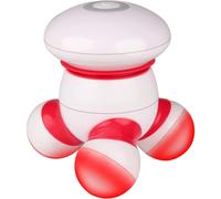 Mini masajeador de mano portátil, masajeador corporal vibratorio con luz LED para aliviar la presión en las manos y la cabeza, color blanco.