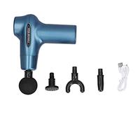 Mini masajeador muscular eléctrico LCD, con 4 cabezales, carga USB, vibración, relajación, fitness, masajeador muscular (azul)