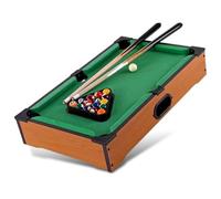 Mini Mesa de Billar Americano - Mini Mesa de Billar transportable- Fieltro Verde - 2 Tacos, 16 Bolas, triángulo y Tiza - Color Madera Clara - Ideal para niños y Adultos - 51 x 34 x 9,5 cm
