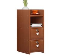 Mini mesita de noche compacta con cerradura, elegante caja de almacenamiento delgada para dormitorio y oficina en casa, acabado de nogal rojo, fácil montaje, ahorro de espacio, 25 x 32 x 60 cm