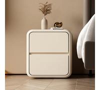 Mini mesita de noche minimalista blanca de madera maciza con cajones de almacenamiento dobles, mesita de noche pequeña multifuncional para dormitorios contemporáneos
