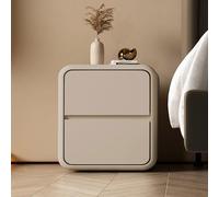 Mini mesita de noche minimalista blanca de madera maciza con cajones de almacenamiento dobles, mesita de noche pequeña multifuncional para dormitorios contemporáneos