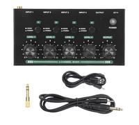 Mini mezclador de audio de 4 canales, consola mezcladora de sonido mono estéreo de bajo ruido, salida y entrada estéreo TRS de 1/4 de pulgada para clubes pequeños, barras, batería