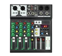 Mini mezclador de audio para estudio de 4 canales, consola mezcladora de sonido estéreo, consola mezcladora con USB Bluetooth y potencia Phantom de 48 V para grabación de DJ Karaoke Stage, KTV,
