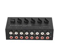 Mini Mezclador de Línea Estéreo, Mezclador Pasivo Portátil con Control de Volumen de 6 Canales para CD, PC, Computadora Portátil