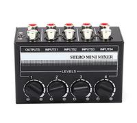 Mini mezclador estéreo, carcasa de metal, mezclador de señal de audio, controlador de efectos de audio, concentrador de 4 canales