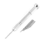 Mini Micro Trapani a Mano/Alesatore in Alluminio con Mandrino Autoserrante + 10 Twist Drills Utensili Rotanti (Colore Argento)