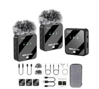 Mini micrófono inalámbrico dual USB C y Lightning para iPhone, teléfono Android, laptop, micrófono Lavalier pequeño con cancelación de ruido para grabación de video, TikTok, micrófono Plug-Play Lav