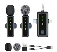 Mini Microfono Inalambrico para iPhone/Android/PC, Micrófono de Solapa (Lavalier) para Movil, Microfono Lapela Sem Fio para Podcast, Video en Directo, Streaming, TikTok, YouTube, Vlogging, Entrevistas