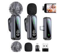 Mini micrófono Lavalier para teléfono móvil, micrófono Bluetooth inalámbrico para i-Phone y Android, micrófono magnético con solapa USB USB-C y Lightning para video, podcast en vivo, vlog y YouTube