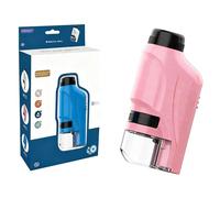 Mini Microscope, 2026 New Pocket Microscope with Adjustable Zoom 60-120x Magnifying Glass for Kids, Handheld Miniscope with LED Lights Educational Science Kit (Pink)