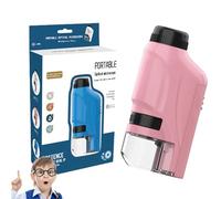 Mini Microscope for Kids-Microscope with Led Light 60x-120x, Mini Pocket Handheld for Kids Educational Science Kits (Pink)