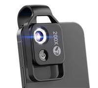 Mini microscopio de bolsillo para teléfono 200X con luz LED/U