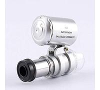 Mini Microscopio de Metal Lupa de Bolsillo de 60X Lupa de Vidrio con Luz LED UV para Joyas Diamantes Gemas Monedas Sellos