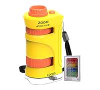 Mini microscopio para niños | 60 - 80 aumentos, microscopio de aumento para niños con 12 portaobjetos, juguete científico educativo, para camping, escuela, aula, preescolar, hogar