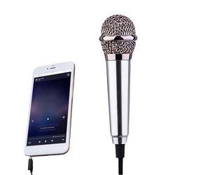 Mini Mikrofon - Smartphone | Handy Karaoke Mikrofon | Tragbares Kondensatormikrofon mit Kopfhörer für Singen Aufnahme K? Voice Chat Kompatibel mit BietetAndroid Laptop Rose Gold 1 Stück Set 1er Pack