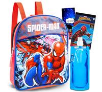 Mini mochila de Spiderman de Marvel para ni os ~ Paquete de 4 piezas con mochila escolar de Spiderman de 28 cm, bolsa de agua, pegatinas y m s |