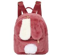 Mini mochila para mujeres y niñas, bonita mochila de felpa esponjosa con orejas de conejo, mochila casual para el hombro, mochila pequeña mochila de viaje, rosso, talla única