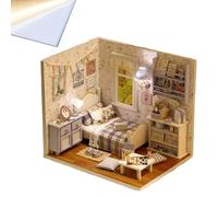 Mini modelo de construcción 3D montaje con protección contra el polvo, cabaña de madera DIY regalo creativo para cumpleaños casa ensamblada a mano modelo de villa (H003)