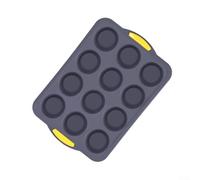 Mini molde de silicona para magdalenas, para cocina, antiadherente, 12 agujeros, bandeja de moldes para cupcakes con asas, para horno, microondas, congelador y lavavajillas