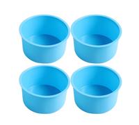 Mini molde de silicona para tartas de 10 cm, redondo, antiadherente, azul | 5,59 cm de profundidad, para magdalenas de postre de mousse, compatible con microondas, horno, congelador, lavavajillas