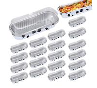 Mini moldes de papel de aluminio - Moldes para pan desechables, vasos rectangulares para postre | Recipientes para hornear de 200ml, porciones con tapa, tarta de queso, Creme Brulee, Catering, Picnic,