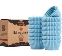 Mini Moldes Magdalenas Papel,400 Piezas,Pergamino Antiadherente de Grado Alimenticio,Moldes Papel Magdalenas Azul,Tamaño Mini