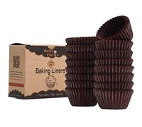 Mini Moldes Magdalenas Papel,400 Piezas,Pergamino Antiadherente de Grado Alimenticio,Moldes Papel Magdalenas Marrón,Tamaño Mini