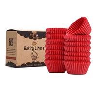 Mini Moldes Magdalenas Papel,400 Piezas,Pergamino Antiadherente de Grado Alimenticio,Moldes Papel Magdalenas Rojo,Tamaño Mini