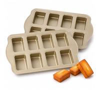 Mini Moldes Para Hornear Pan De 8 Cavidades, Juego De 2, Moldes Para Pasteles Financier De Acero Al Carbono Antiadherentes, Bandeja Para Muffins De Pan Rectangular De Cavidad Pequeña De 10x6,5cm