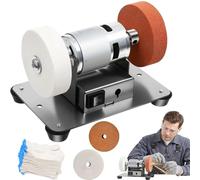 Mini molienda de banco con 2 ruedas de molienda, molienda de banco de velocidad variable 3000-6000RPM, ruedas dobles y lijadora de correa con velocidad de 7 engranajes, para joyería, metal