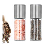Mini Molinillo Pimienta, 2 Piezas Molino de Pimienta Salada de Acero Inoxidable, Molinillos de Sal de Repuesto, Molinillo Cerámico Ajustable, para Moler Especias, para Cocina Salón o Comedor, Plata
