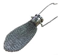 Mini monedero antiguo británico vintage de metal con diseño de malla doble, oro, plata, cobre, 10 cm, adorno retro, como lo muestra la imagen, boxes (silver)