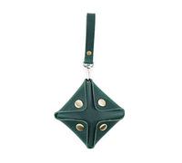 Mini monedero cuadrado para hombres y mujeres, bolsa organizadora de monedas de cuero real con botones, cartera pequeña de piel de vaca auténtica, Green, Bolsa para monedas