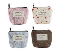 Mini Monedero de 4 Piezas, Mini Monedero para Mujer, Pequeño Bolsillo con Cremallera, Pequeña Bolsa de Cosméticos, Cartera de Tela, Cartera de Viaje para Mujer Para Almacenar Monedas Y Tarjetas,