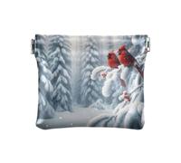 Mini monedero de cambio de palomas de San Valentín, monederos de puesta de sol, bolsa de maquillaje pequeña para mujer, tamaño 4.3 x 3.7 pulgadas, Pájaros nevados blancos, Talla única, Snowy Birds