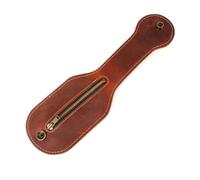 Mini monedero de cuero con cremallera para hombres y mujeres, cartera compacta para llaves de efectivo, bolsa para colgar en la cintura, color negro, 7,8 x 25,4 cm, Brown, Para colgar en la cintura