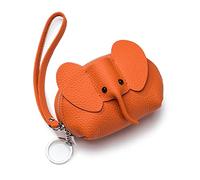 Mini Monedero de Elefante de Dibujos Animados, Bonito Bolso de Cuero Suave, diseño de Cremallera, Adecuado para Mujeres y niños, Color Naranja, 12 * 9 * 6cm, Caricatura