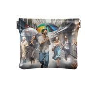 Mini monedero de piel sintética impermeable para cosméticos para mujer, Día lluvioso Happy People, Diseño: