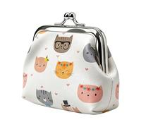 Mini Monedero Para Monedas - Cartera Cambio Piel Sintética PU Estampado Gato - Monedero Pequeño - Para Compras, Uso Diario, Vida Cotidiana, Trabajo, Colegio, Viajes, Al Aire Libre, Vacaciones, Días Fe