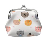 Mini Monedero Para Monedas | Cartera Cambio Piel Sintética PU Estampado Gato | Monedero Pequeño | Para Compras, Uso Diario, Vida Cotidiana, Trabajo, Colegio, Viajes, Al Aire Libre, Vacaciones, Días Fe