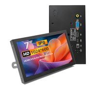 Mini Monitor HDMI 7" portátil VGA con AV BNC 1024 × 600 Pantalla LCD con Altavoces incorporados, pequeña Pantalla IPS multifunción para Raspberry Pi PC/TV/DVD/CVBS