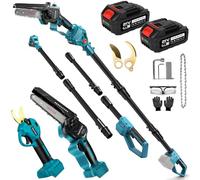 Mini motosierra 4 en 1 con batería y sierra telescópica 21 V 4000 mAh